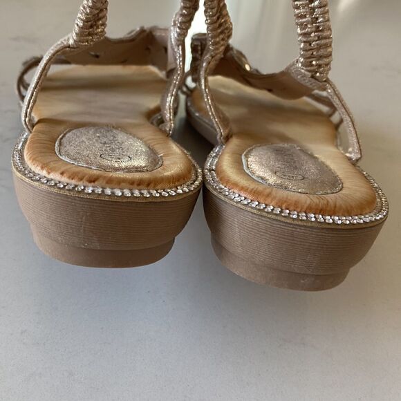 NEW! Gorgeous Duo Mei Zy Yuan Rhinestone Gold Sandals Size 41 - Picture 6 of 9